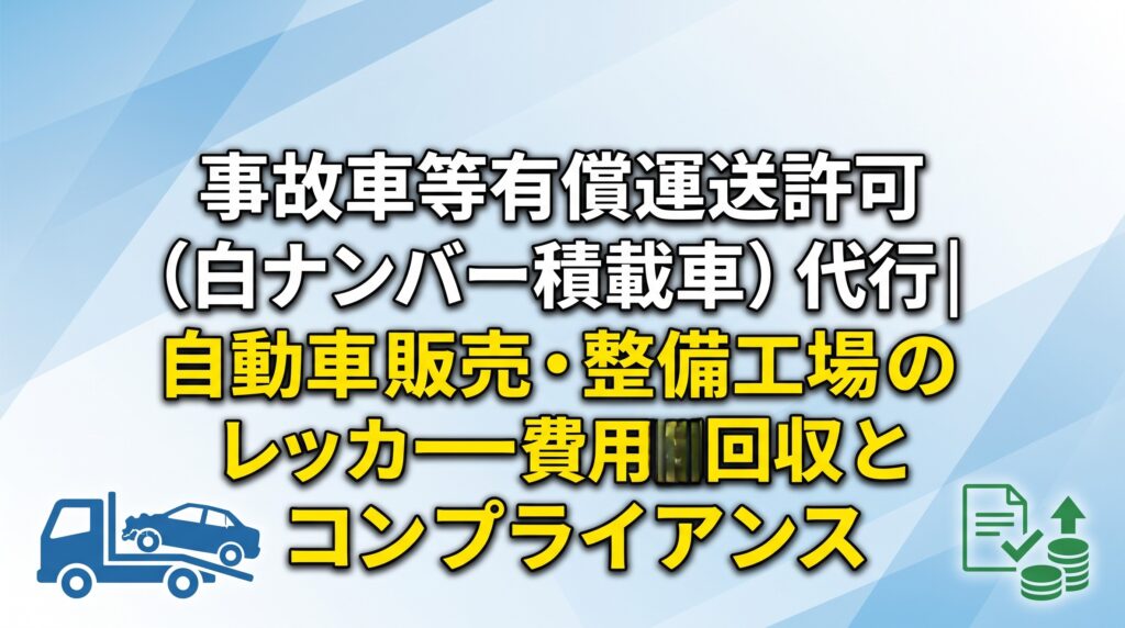 事故車等有償運送許可（白ナンバー積載車）代行｜自動車販売・整備工場のレッカー費用回収とコンプライアンス
