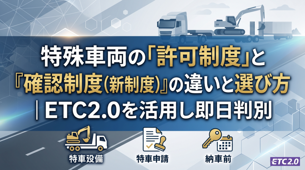 特殊車両の「許可制度」と「確認制度（新制度）」の違いと選び方｜ETC2.0を活用し即日判別
