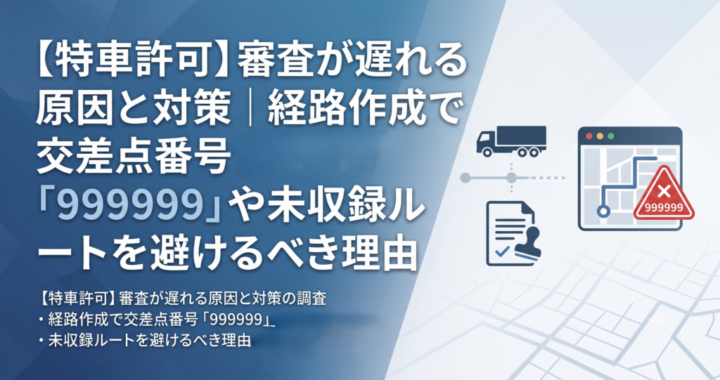 特殊車両通行許可の審査が遅れる原因と対策｜経路作成で交差点番号「999999」や未収録ルートを避けるべき理由