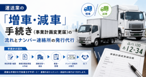 運送業の増車・減車手続き事業計画変更届の流れと緑ナンバー連絡書の発行代行｜安備行政書士事務所・愛知県一宮市