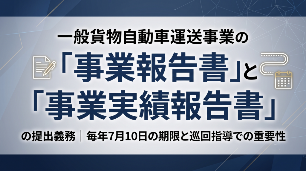 一般貨物自動車運送事業の「事業報告書」と「事業実績報告書」の提出義務｜毎年7月10日の期限と巡回指導での重要性