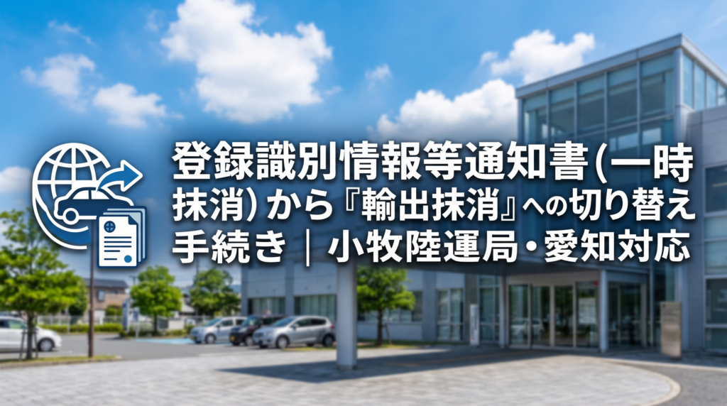 登録識別情報等通知書（一時抹消）から『輸出抹消』への切り替え手続き｜小牧陸運局・愛知対応