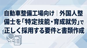 自動車整備工場向け｜外国人整備士を「特定技能・育成就労」で正しく採用する要件と書類作成