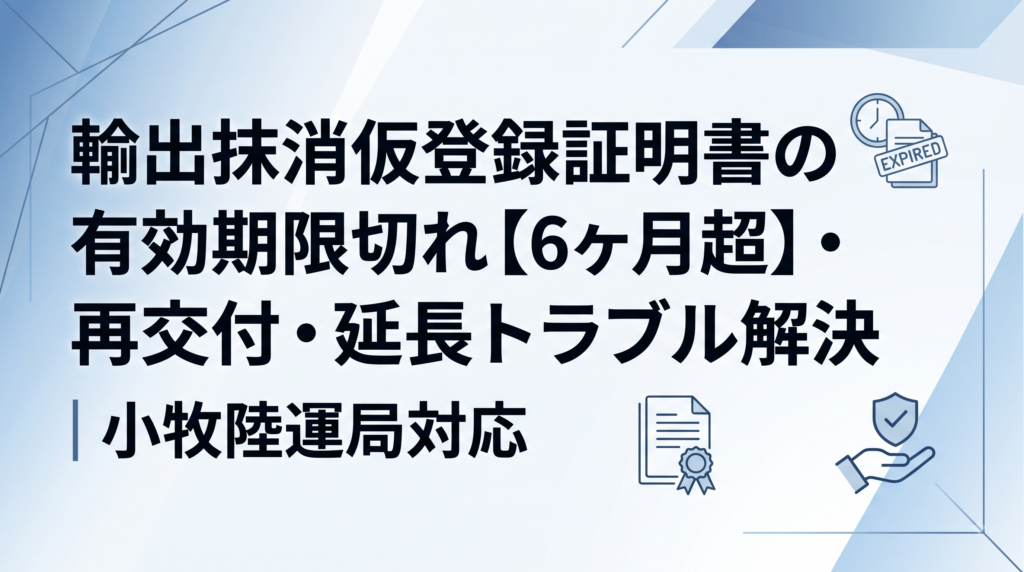 輸出抹消仮登録証明書の有効期限切れ【6ヶ月超】・再交付・延長トラブル解決｜小牧陸運局対応