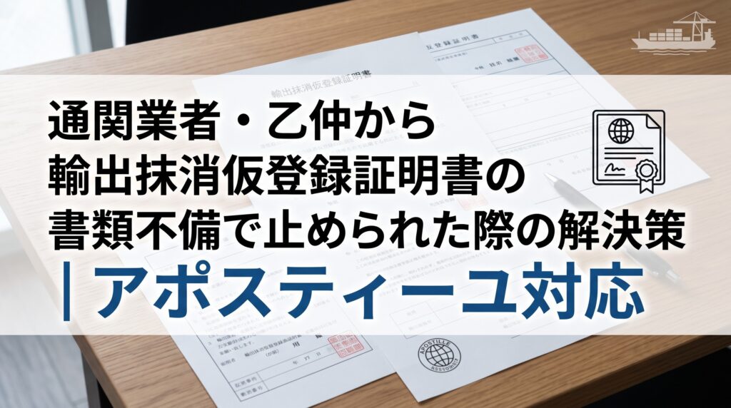 通関業者・乙仲から輸出抹消仮登録証明書の書類不備で止められた際の解決策｜アポスティーユ対応