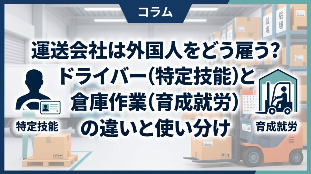 運送会社は外国人をどう雇う？ドライバー（特定技能）と倉庫作業（育成就労）の違いと使い分け